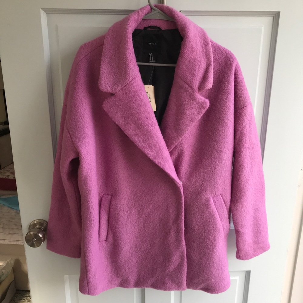 Pink Boucle Wool Blend Coat NWT